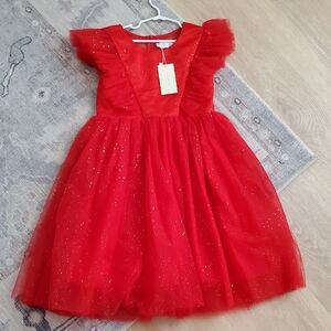 NWT Trish Scully Girls Red Milly Tutu Glitter Sparkle Dress Sz10